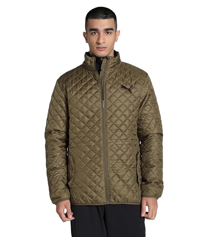 Puma Polyester Men's A-Line Standard Length Coat (846680_Wild Willow, Green